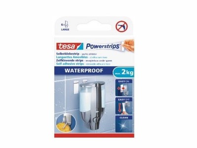 Tesa 59700 Waterproof Powerstrips max. 2Kg Wasserfeste Selbstklebestrip 6 Strips