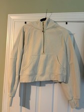 Lululemon Scuba Oversized Half-Zip Hoodie Size M/L Ivory Gold Cropped