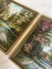 SET OF 2 VINTAGE LANDSCAPE OIL PAINTINGS ARTIST SIGNED O. ZAVADA