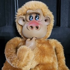 Vintage Russ Berrie Rutherford III Plush Monkey Doll Sucks Thumbs Toes