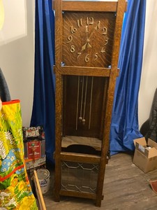 Antique Mission Oak Grandfather Clock. Arts and crafts