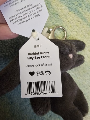 Jellycat echt Bashful Inky schwarz Häschen Taschenanhänger Schlüsselanhänger Plüsch Neu mit Etikett nicht mehr produziert - Bild 3 von 4