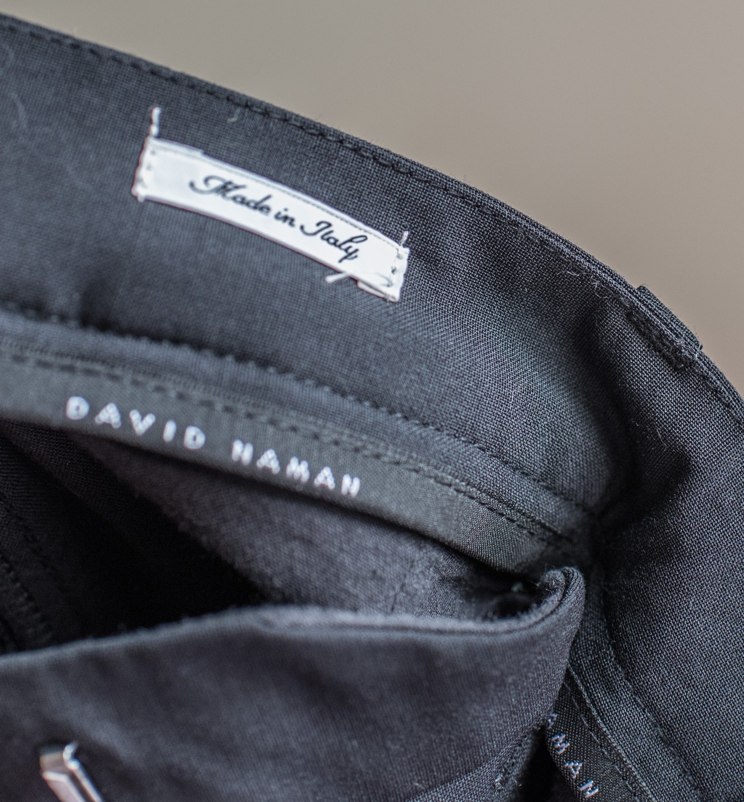 David Naman men black solid wool/polyester skinny… - image 4