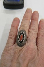 Vintage Native American Navajo sterling Coral Ring size 5.5  5.7gr