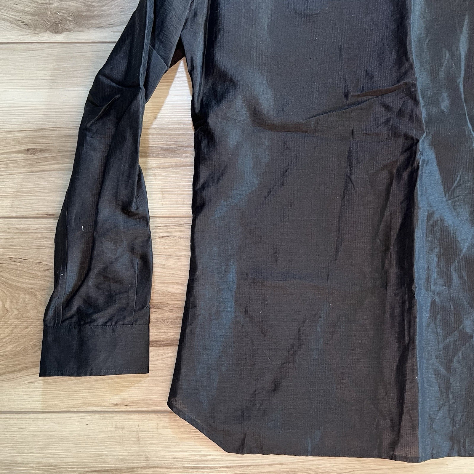 Rick Owens EDFU SS23 Larry Linen Snap Button Shirt Black Men’s 50 IT 40 US