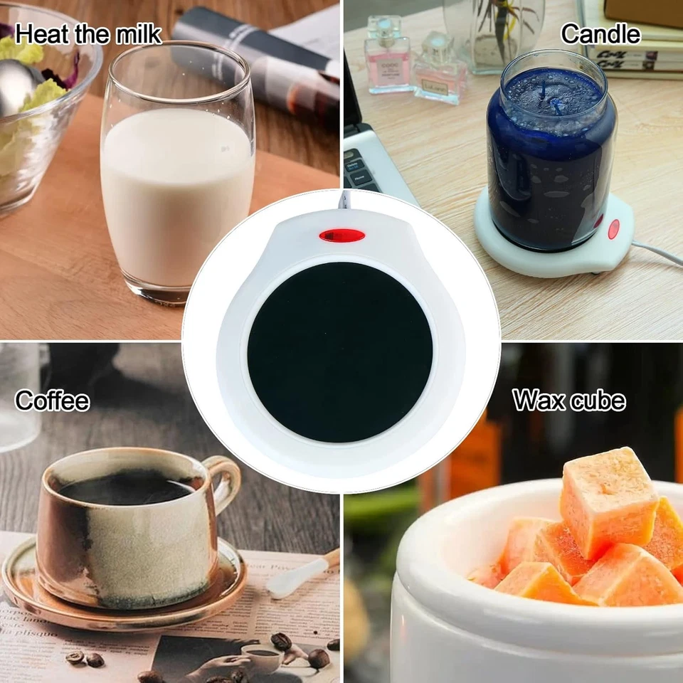 Calentador de taza eléctrico de escritorio para el hogar y la oficina para café té cacao sopa vela Foto 3 de 4