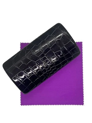 Sunglass case large Deep Purple crocodile effect material new