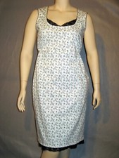 Women's Summer Casual Dress Floral Sleeveless Cotton Stretch Lace White XL, 16