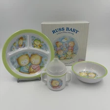 Russ Berrie & Co. Baby 3-Piece Place Setting - Divided Plate, Sippie Cup & Bowl