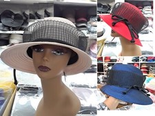 Asymmetric Bucket Vail Ribbon Kentucky Derby Wedding Hat Church Wide Brim Dressy