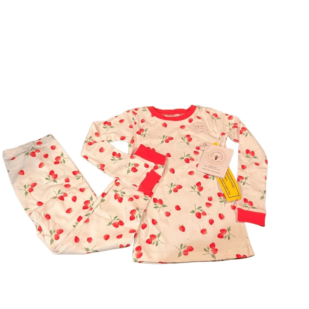 NWT Burt's Bees Organic Cotton Strawberries Pajama Set 4T