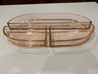 RARE Vintage New Martinsville Pink Depression Glass Inserts for Deep Oval Tray