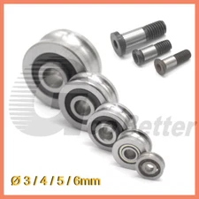 V/U Groved Wire Guide Pulley Wheels Steel Rollers Ball Bearings ID Ø3/4/5/6mm