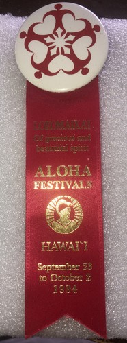 VINTAGE 1994 HAWAII ISLAND FESTIVAL ALOHA WEEK RIBBON BADGE | eBay