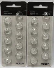 2 Pack Oticon miniFit 8mm Open Domes For Hearing Aids. 20 Domes Total.
