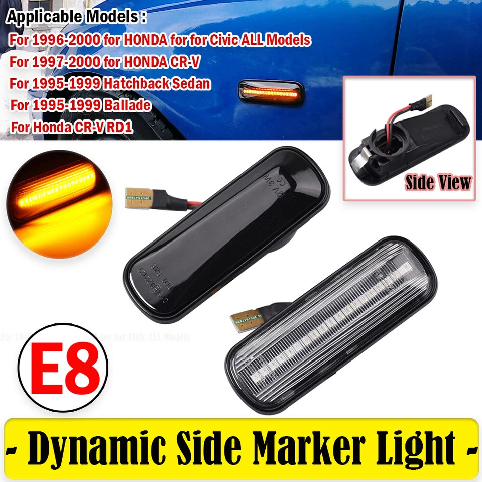 2x Turn Signal For Honda Civic CR-V 1997-2000 LED Dynamic Side Marker Light - Изображение 3 из 4