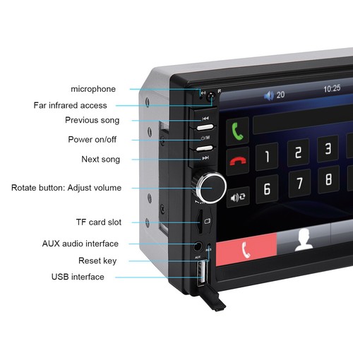 7" Double 2 Din Car MP5 Player Bluetooth Touch Screen Stereo Radio Audio Mrrior - Picture 11 of 18