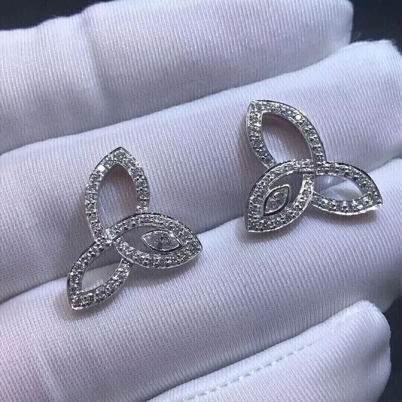 Stunning round cut simulated diamond stud earrings in 14k white gold plating