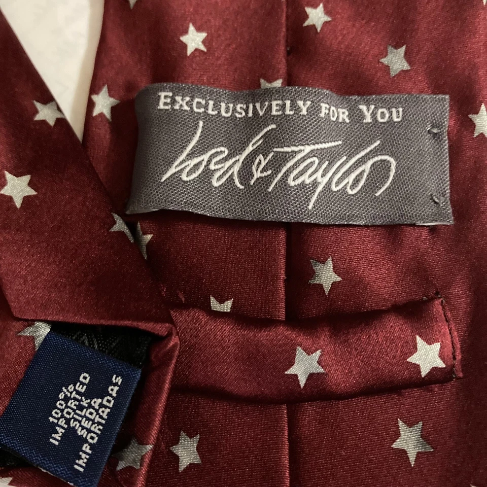 Lord & Taylor шелковые галстуки красный с серебряными звездами синий w/квадраты 60 «L x 3,5» W лот из 2 - Изображение 4 из 4