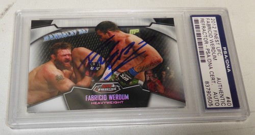 Fabricio Werdum Signed 2012 Topps Finest UFC Refractor Cards 40 PSA/DNA COA Auto - Picture 5 of 12