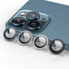 1 Set (2) iPhone 15 / 15 Plus Metal Ring Tempered Glass HD Camera Lens Protector