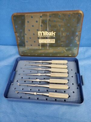 Set of 7 V. Mueller OS995-001 - 007 Surgical Orthopedic Bone Curettes w/ Case