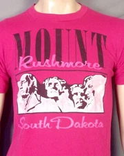 vintage 80s 90s single stitch USA Jerzees Mount Rushmore T-Shirt Hot Pink sz M