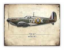 Spitfire Aeroplane Metal Garage Sign For Shed Workshop Bedroom