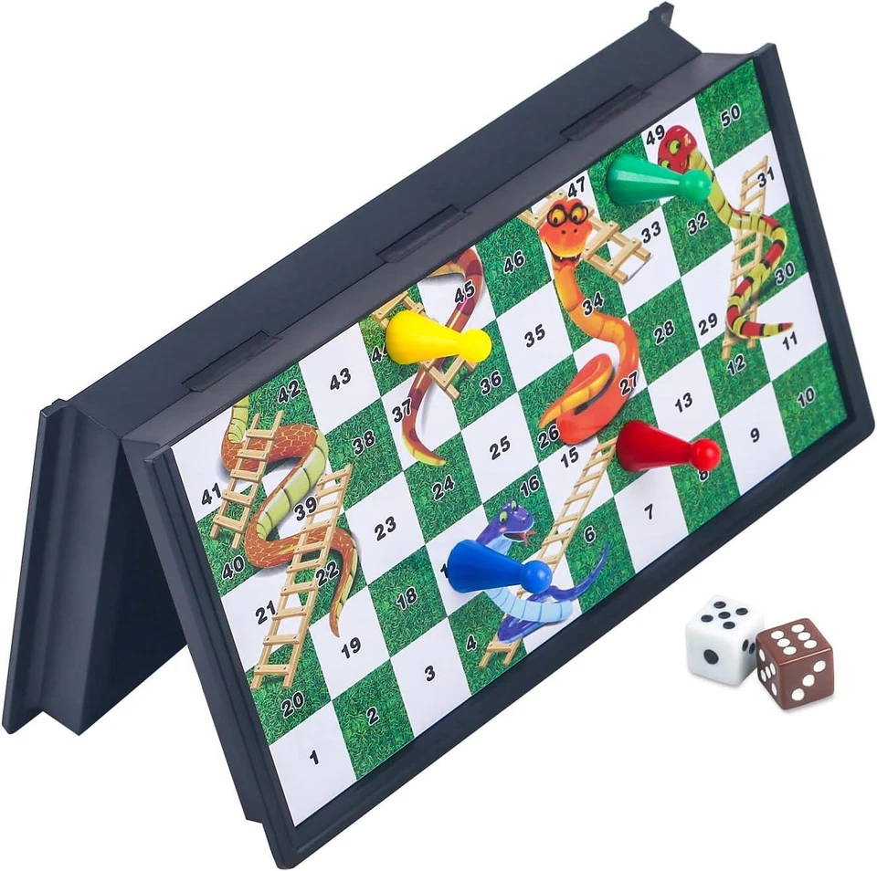 Snakes and Ladders Magnetic Folding Board Game Set Family Fun Game Toys for Gift - Image 4 of 4
