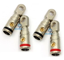 2 PAIRS RT-8546 PLATINUM METAL 4 GAUGE WIRE BATTERY CAPACITOR AMP RING TERMINALS