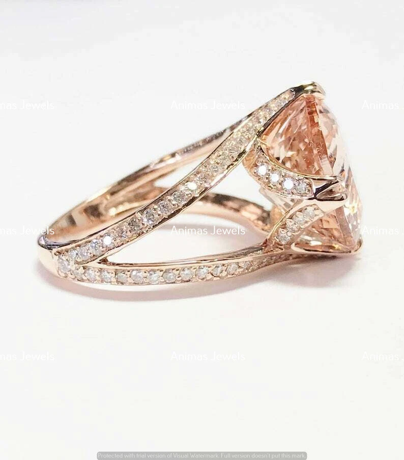 4 CT Oval Solitaire Pink Morganite Wedding Engagement Ring 14K Rose Gold Plated - Image 4 of 4
