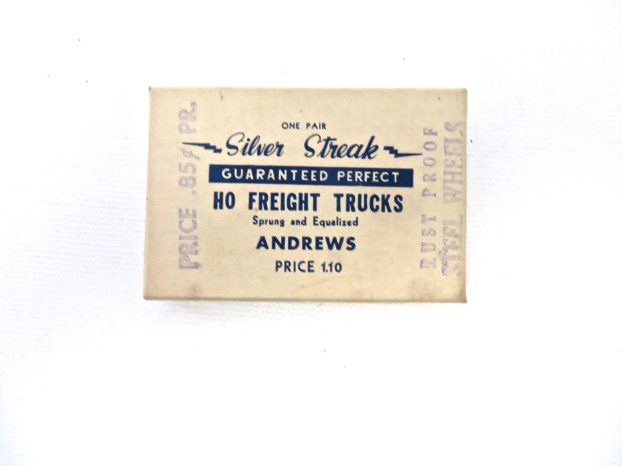 Vintage Silver Streak ANDREWS HO Scale Freight Trucks Pair Sprung