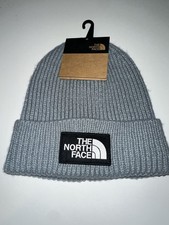 The North Face TNF Gray Box Logo SHALLOW FIT Beanie Hat Unisex NWT