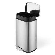 50L/13 Gallon Kitchen Trash Can Hands-Free Stainless Steel Garbage Can