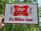 Vintage Miller High Life Beer Metal Sign 1978 Red And White 16 X 10 Old Original