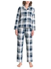 Women's Petite Flannel Pajama Set Soft 3X-Large Plus Petite Blue  White