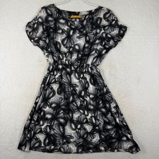 Alice + Olivia Silk Spandex Abstract Floral Dress Black White C107648672 Size S