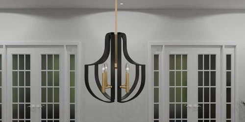 Quoizel QP6188 Talia 4 Light 22"W Taper Candle Pendant - Black - Picture 3 of 4