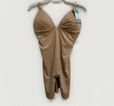 🥥 Assets Spanx Shaping Plunge Low-Back Mid-Thigh Bodysuit Size M🆕AS SHOWN👇