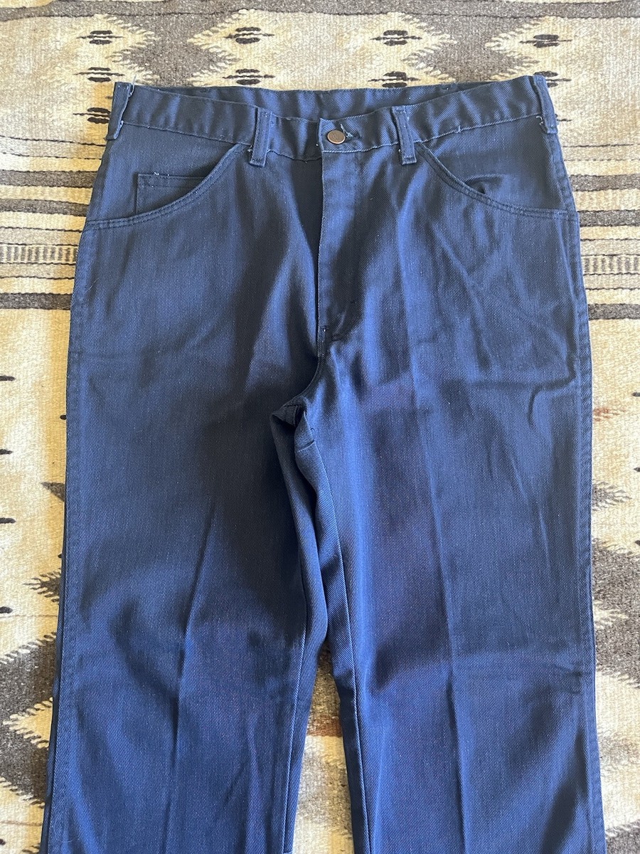 70s Dickies twill flare pants usa製 Vintage 70s Dickies Bootcut Flare Blue Work Pants Talon Zip