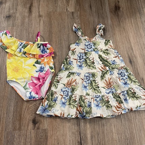 Janie And Jack Swimsuit And Dress Bundle Baby Girl 12 18 24 Months Floral Beach