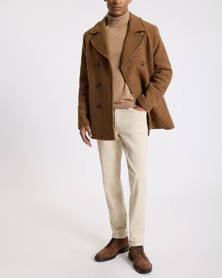 Suéter de cuello alto 100 % lana merino para hombre $88 Express camel brezo talla M Foto 4 de 4