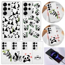 Transparent Silicone Pandas Cover For Samsung Galaxy S25 S24 A15 A16 Phone Case