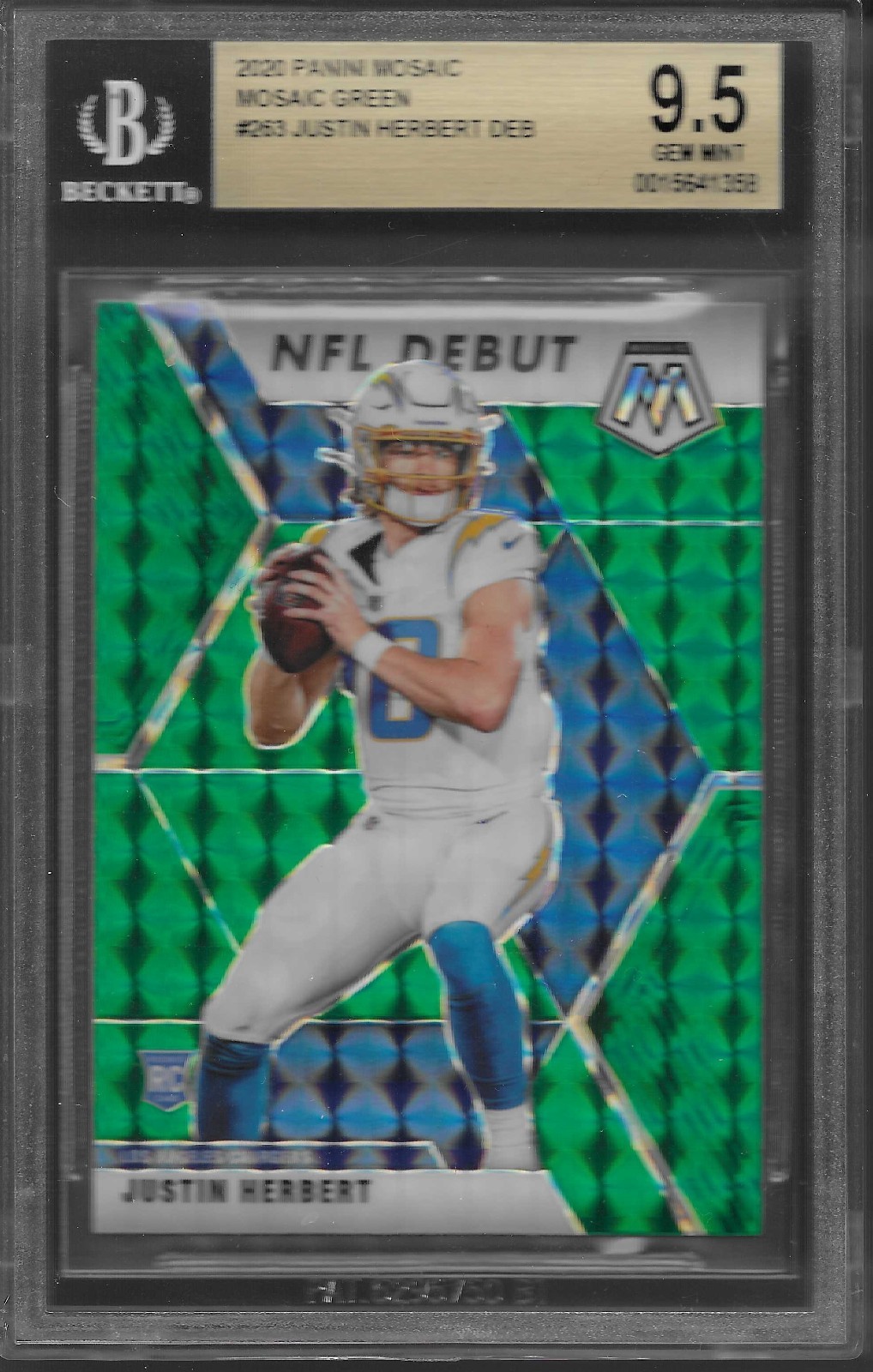 2020 Panini Mosaic Green Prizm Justin Herbert #263 BGS 9.5 GEM MINT