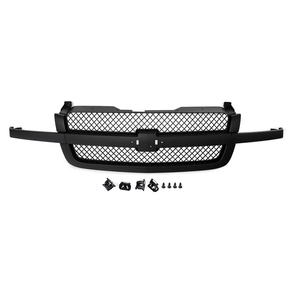 Black Front Grille For 2003-2007 Chevrolet Silverado 1500 2500 3500 HD LS LT WT Foto 4 de 4