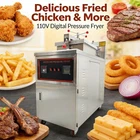 Commercial Natural Gas High Pressure Deep Fryer w Temp Display Chicken Fast Food