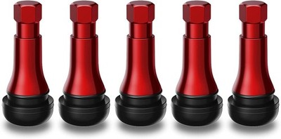 TR413AC Red Chrome Rubber Snap-in Tire Valve Stems (5 Pack) Color: red