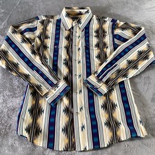 Wrangler Shirt Mens XL Multicolor Southwestern Western Pearl Snap Long Sleeve