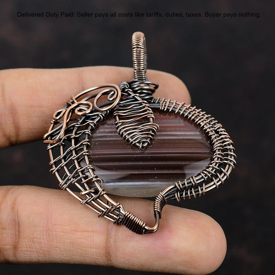 Venta Año Nuevo Cobre Natural Botswana Ágata Bautizo Cumpleaños Colgante Joyería Foto 4 de 4