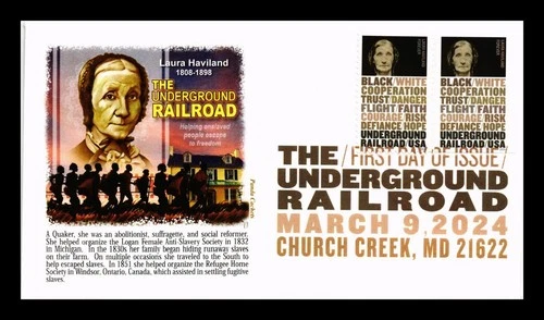 US COVER LAURA HAVILAND UNDERGROUND RAILROAD IMPERFORATE FDC COMBO PANDA CACHET